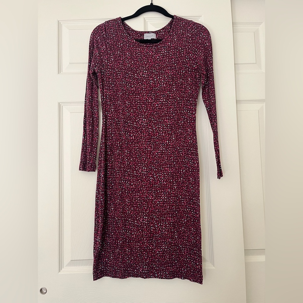 Jigsaw Maroon and White Patterned Dress